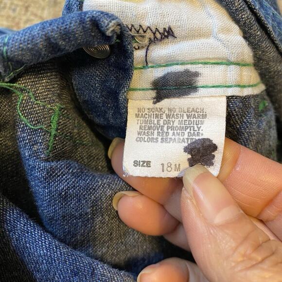 VTG Oshkosh BGosh Vestbak Unisex Baby 18M Denim Union Overalls Teddy Bear Corps - Picture 8 of 10